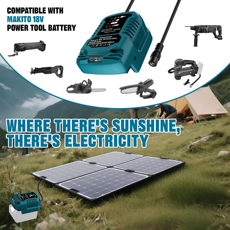 Solar Charger Portable Cordless Tool Battery Charger Compatible for Makita/Milwaukee/Bosch 18V Li-ion Batteries for Solar Panels
