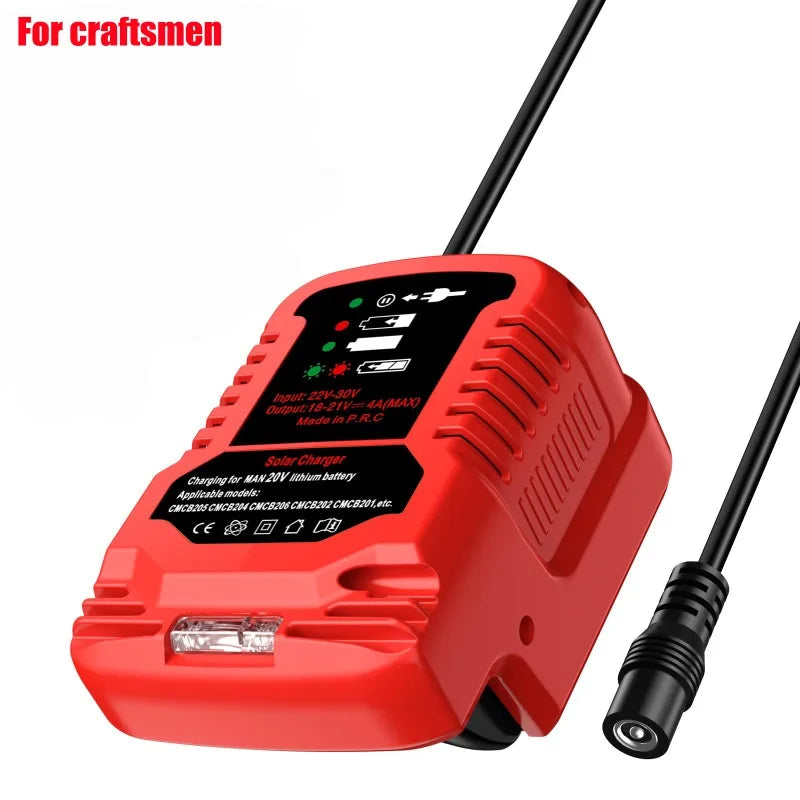 Solar Charger Portable Cordless Tool Battery Charger Compatible for Makita/Milwaukee/Bosch 18V Li-ion Batteries for Solar Panels