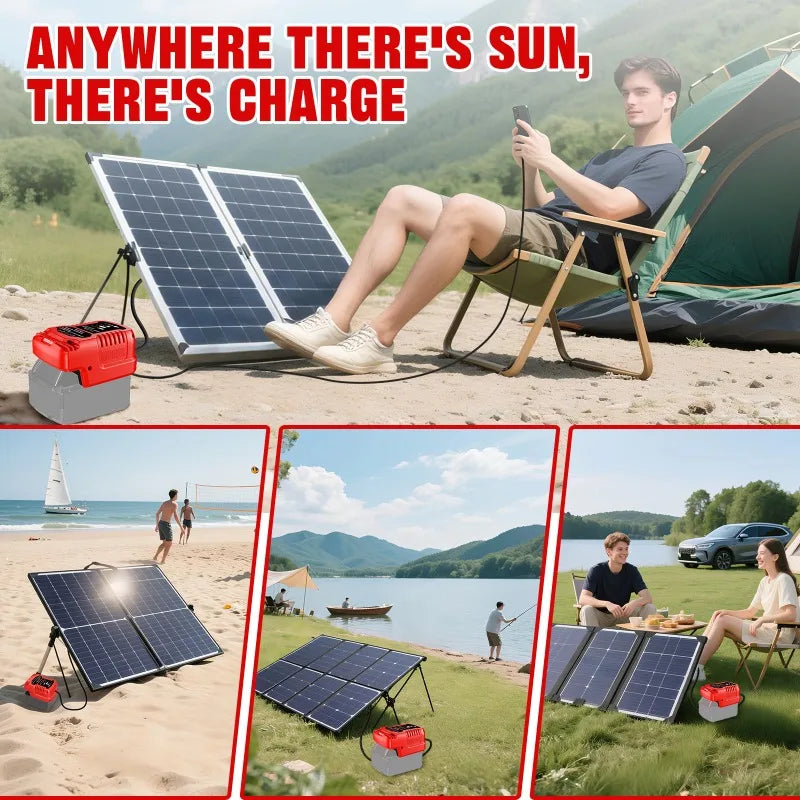 Solar Charger Portable Cordless Tool Battery Charger Compatible for Makita/Milwaukee/Bosch 18V Li-ion Batteries for Solar Panels