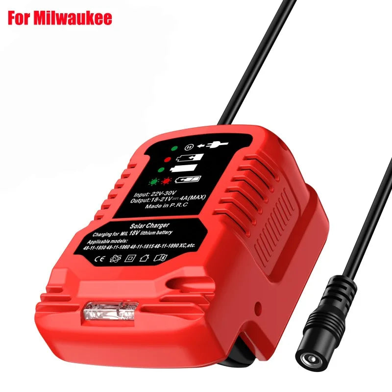 Solar Charger Portable Cordless Tool Battery Charger Compatible for Makita/Milwaukee/Bosch 18V Li-ion Batteries for Solar Panels