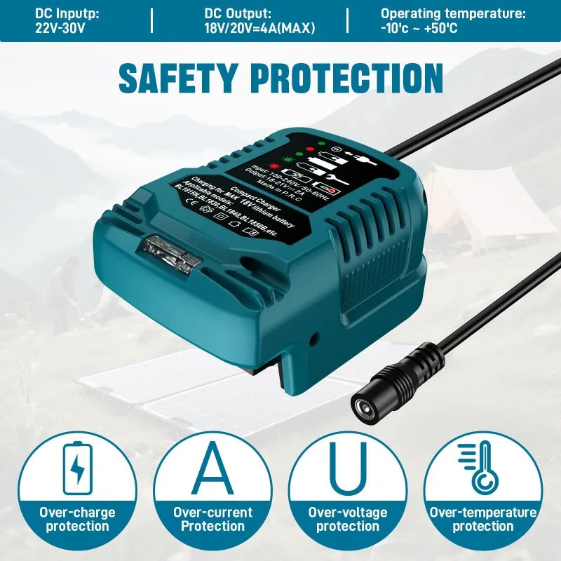 Solar Charger Portable Cordless Tool Battery Charger Compatible for Makita/Milwaukee/Bosch 18V Li-ion Batteries for Solar Panels